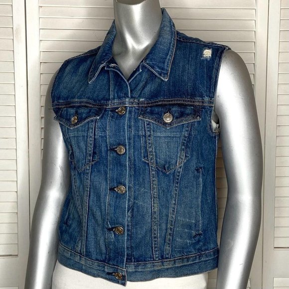 Rag & Bone JEAN 'The Burney' Ladies Denim Vest Main Street Wash Medium Blue XS - Picture 4 of 9